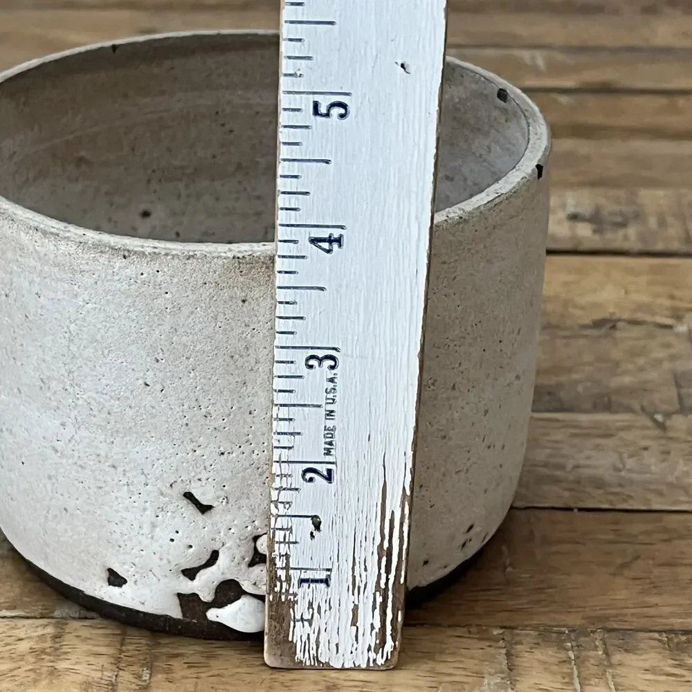 Art Studio Pottery Textured Stoneware Planter 3.75 in Rustic Ivory Brown Matte